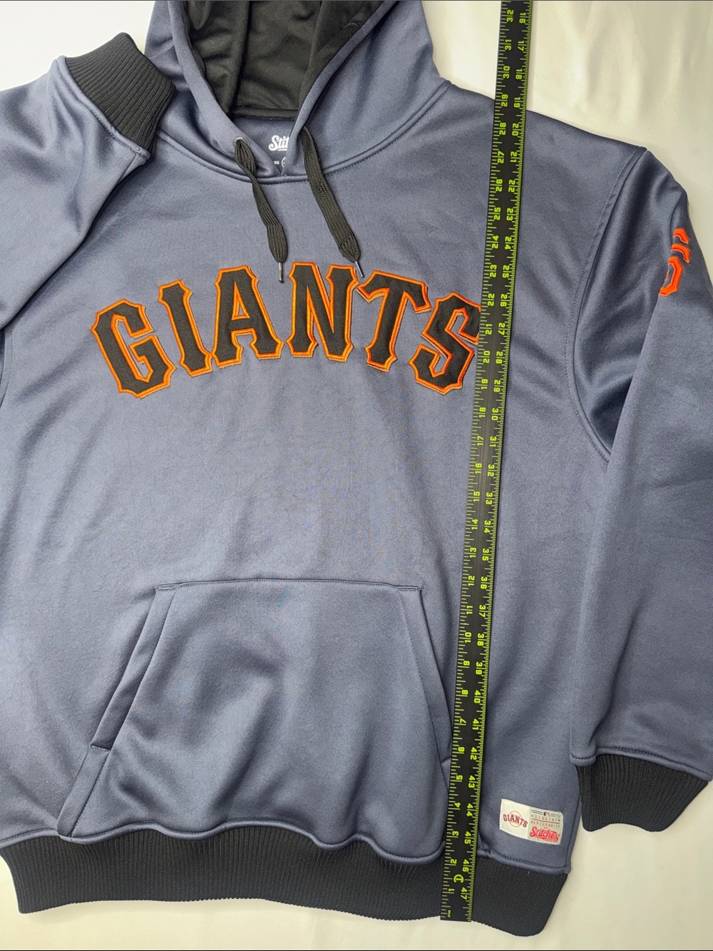 NWT SF Giants Stitches Hoodie Men's L Gray Orange MLB Pullover Sweatshirt - Picture 5 of 7